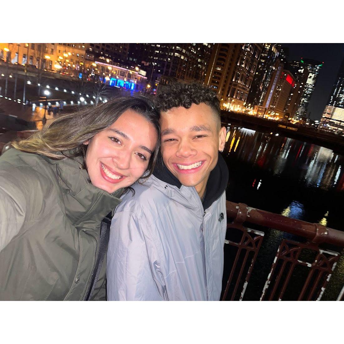 We were long-distance for a year, this pic is from a visit to Chicago!