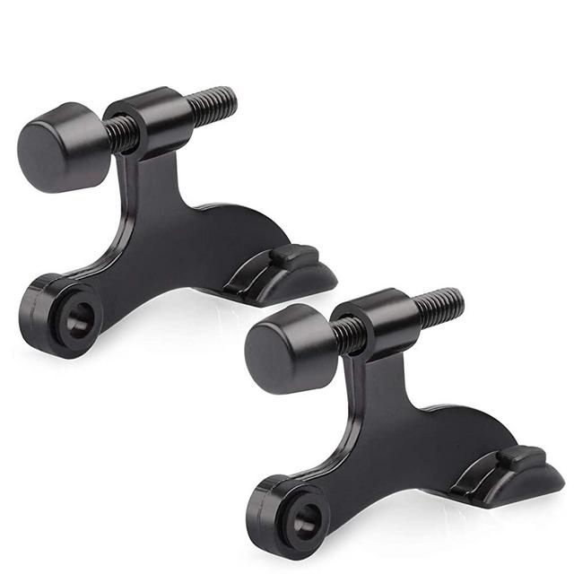 HOMOTEK 2 Pack Hinge Pin Black Door Stopper,Adjustable Deluxe Heavy Duty Door Stopper 2-1/2"x1-3/4”,with Black Rubber Bumper Tips