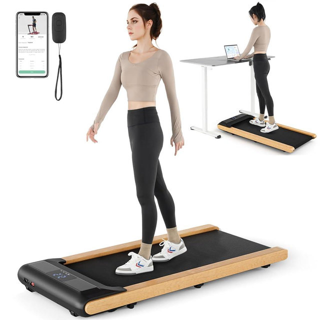 GYMAX Walking Pad, 2.25HP Under Desk Treadmill w/Smart App Control, LED Display & 7-Layer Running Belt, 0.6-3.8 MPH Compact Mini Treadmill for Office & Home, Portable Pad for Small Space