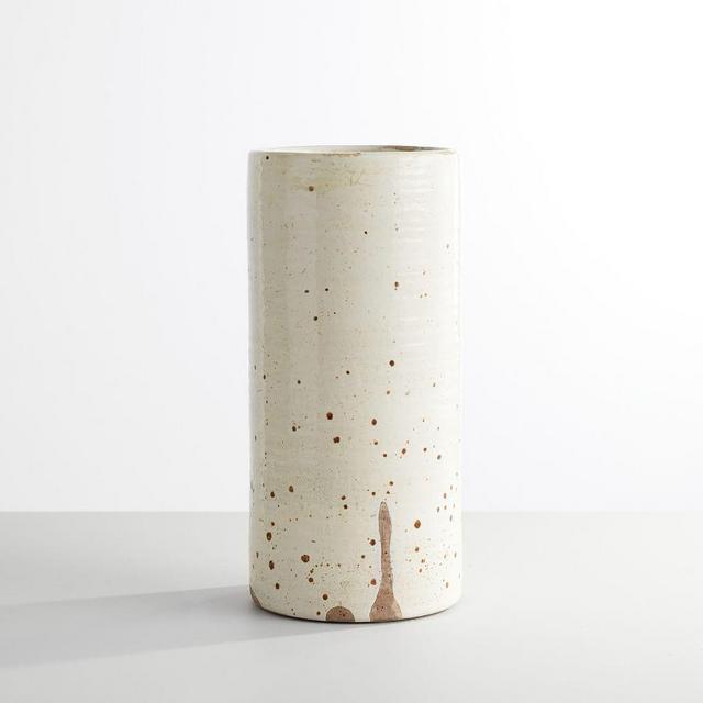 Terra Cotta Speckled Vase, White, Large, 15"H