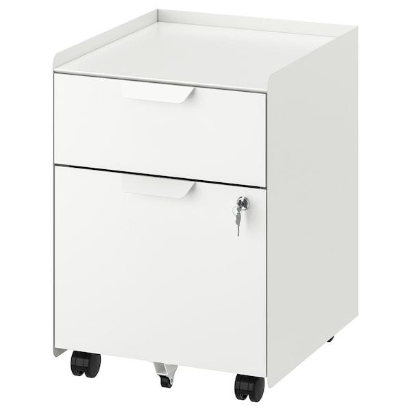 TROTTEN Drawer unit w 2 drawers on casters, white
