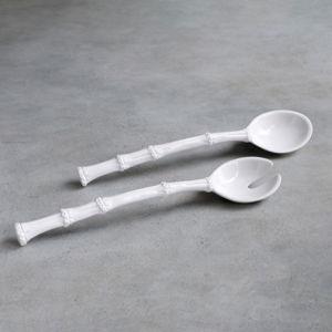 Vida Bamboo Large Salad Servers (White)
