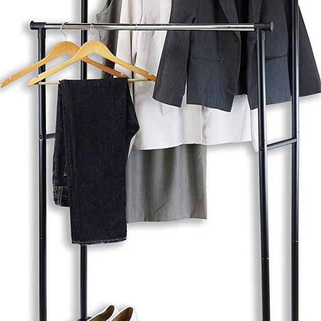 Double Rod Portable Clothing Hanging Garment Rack