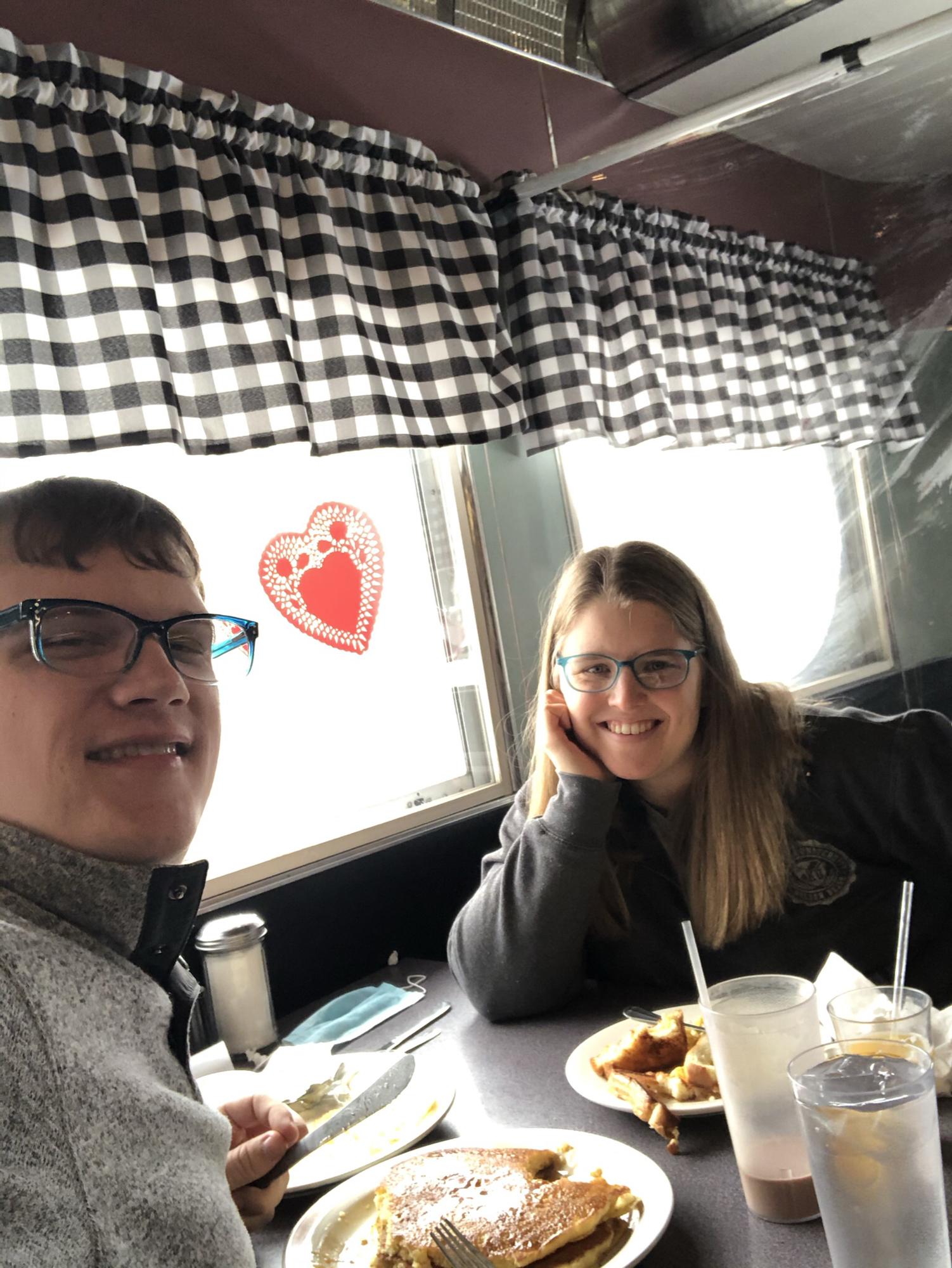 The morning after the proposal we met up for breakfast!