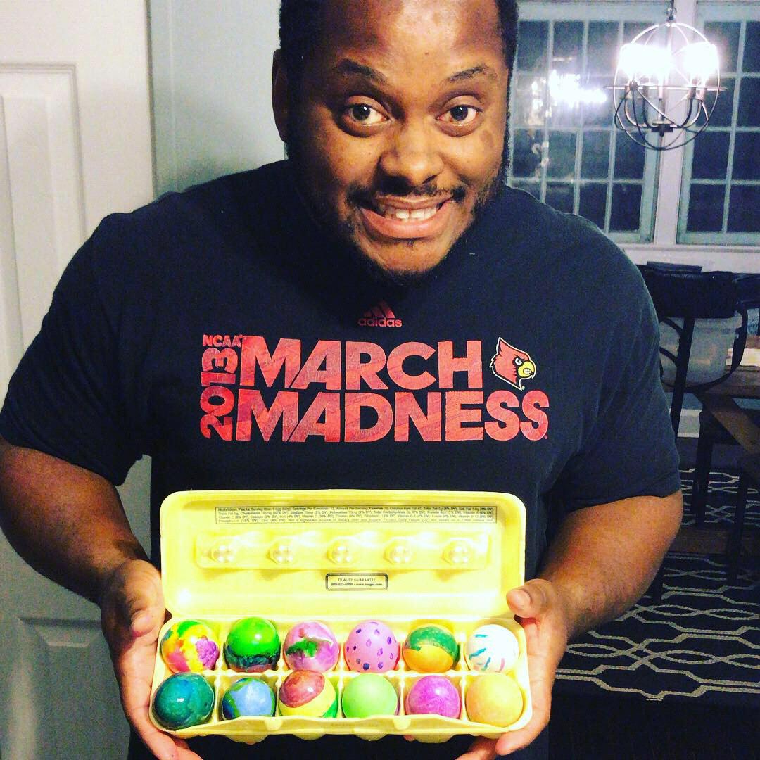 Terry's first time dying Easter Eggs, April 2019