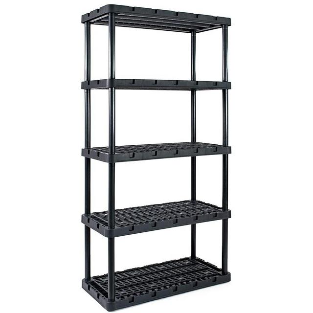 Gracious Living 91086-1C 18 x 36 x 72 Inch Knect A Shelf Fixed Height Heavy Duty Interlocking Ventilated Home, Office, Garage, Basement, Utility Room Storage 5 Tier Shelving Unit, Black