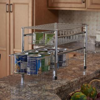 Wire Cabinet Organizer with Double Pull Out Basket