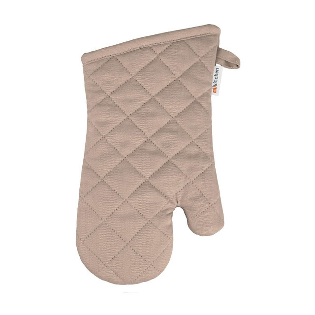 MU Kitchen 100% Cotton Terry-Lined Oven Mitt, 13-Inch, Flax