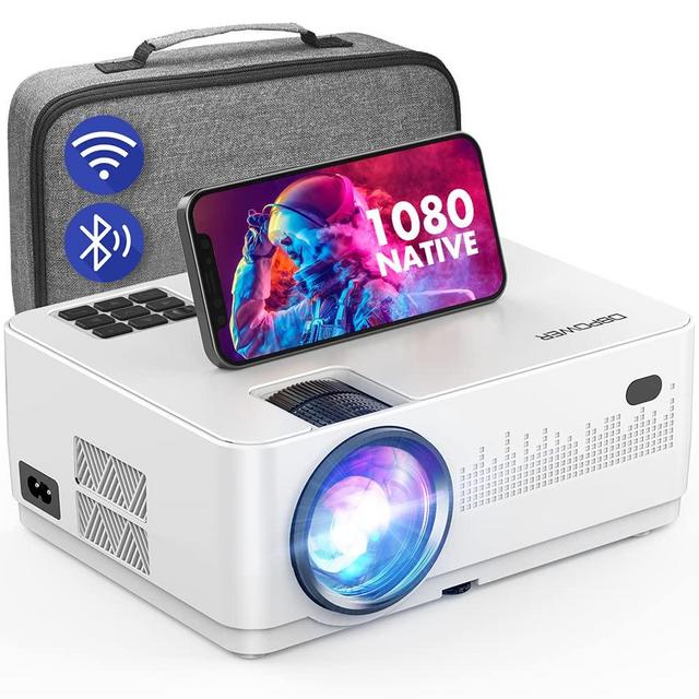 WiFi Bluetooth Projector, DBPOWER 9000L HD Native 1080P Projector, Zoom & Sleep Timer Support Outdoor Movie Projector, Home Projector Compatible w/ TV Stick, PS4, Xbox, DVD, Laptop/Extra Bag Included