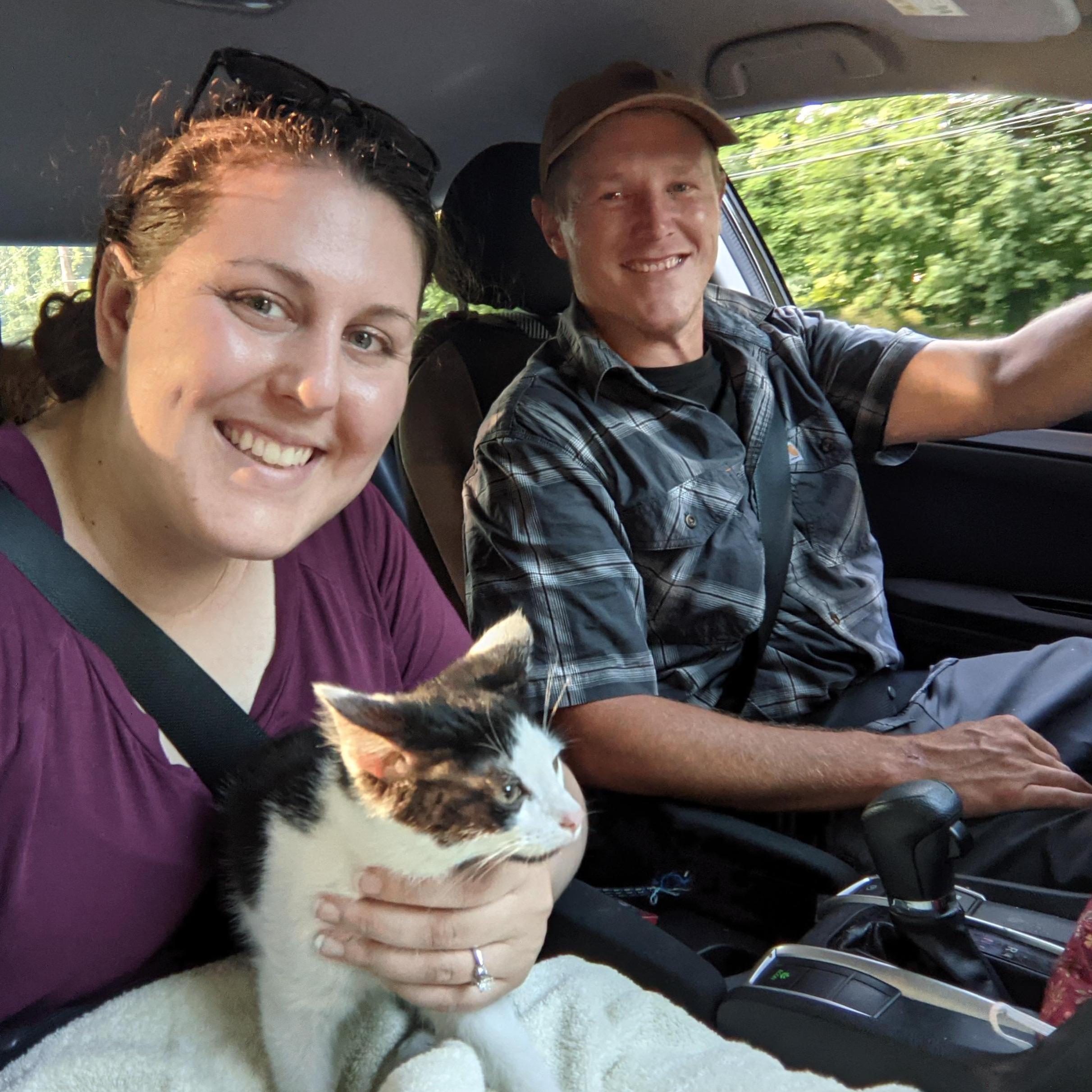 Bringing home Binx, our first pet that we adopted together!