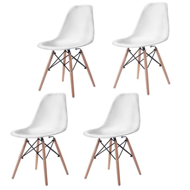 Giantex Set of 4 Mid Century Modern Eames Style DSW Dining Side Chair Wood Leg