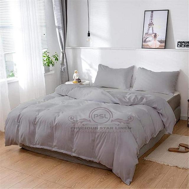 Precious Star Linen Hotel Quality 800 Thread Count Egyptian Cotton 3pc Duvet Cover Set Zipper Closer Oversized Super King Size (120" x 98") with Corner Ties (Silver Grey Solid)