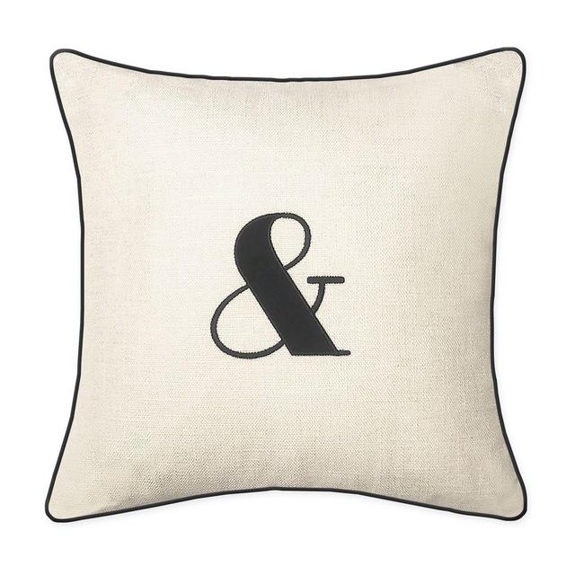 Edie Ampersand Square Throw Pillow in Oyster/Black