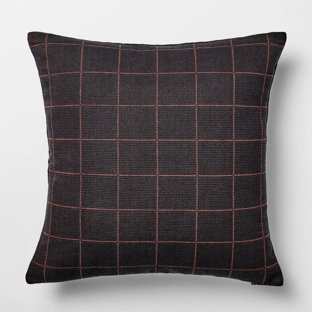 Square Woven Grid Pillow Navy/Burgundy - Threshold™ designed with Studio McGee