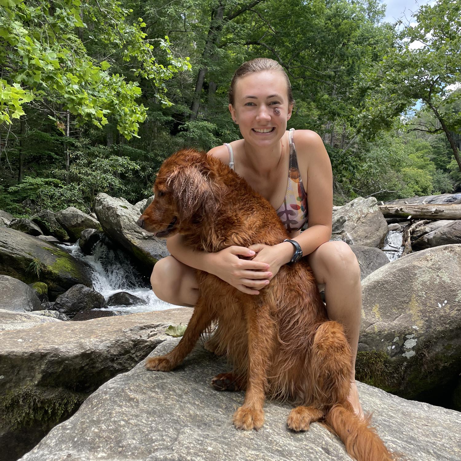 Rock hopping at the waterfall near our house.