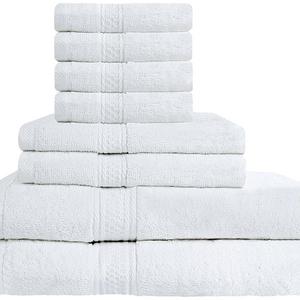 Utopia Towels Premium 8 Piece Towel Set (White); 2 Bath Towels, 2 Hand Towels and 4 Washcloths – Cotton Towels