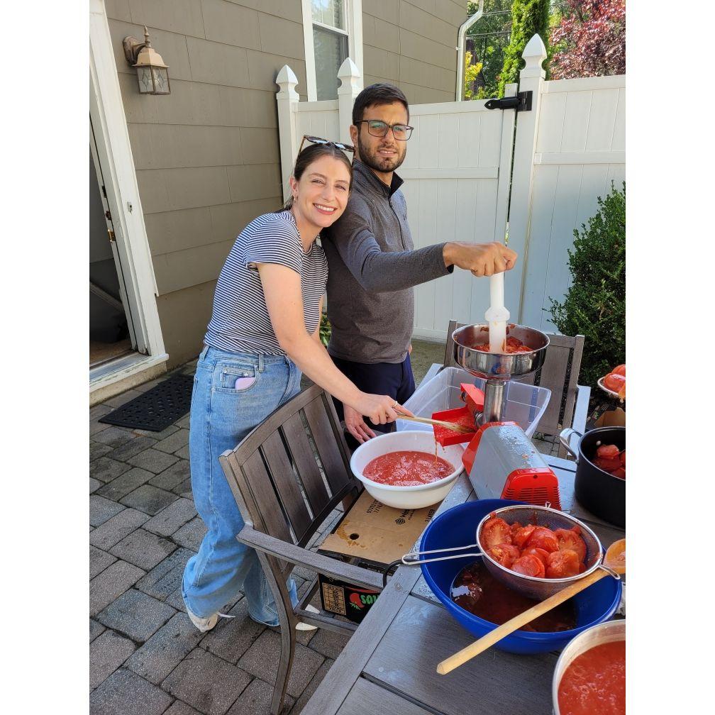 Our first Sauce day, so much fun (and yummy)! Awesome tradition. Thank you Joe!!