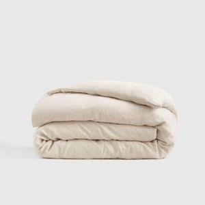 European Linen Stripe Duvet Cover | Quince - Natural/White Mini Pinstripe