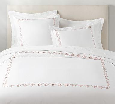Blossom Embroidered Organic Percale Duvet Cover & Shams