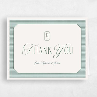 Green Monogram Wedding Thank You - Sage Landscape
