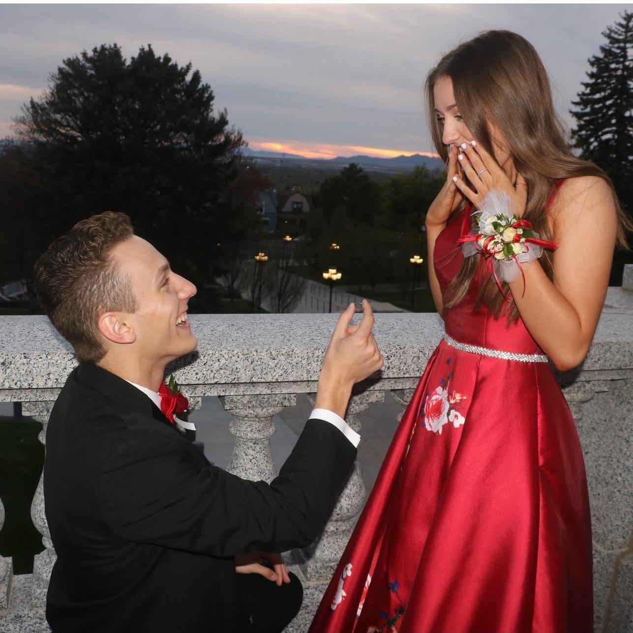 Fake proposal in high school--you'd be shocked at the number of people who thought this was real at the time.