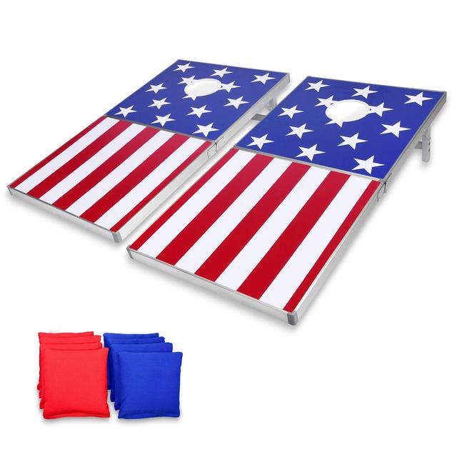 GoSports Cornhole PRO Regulation Size Bean Bag Toss Game Set | American Flag Design