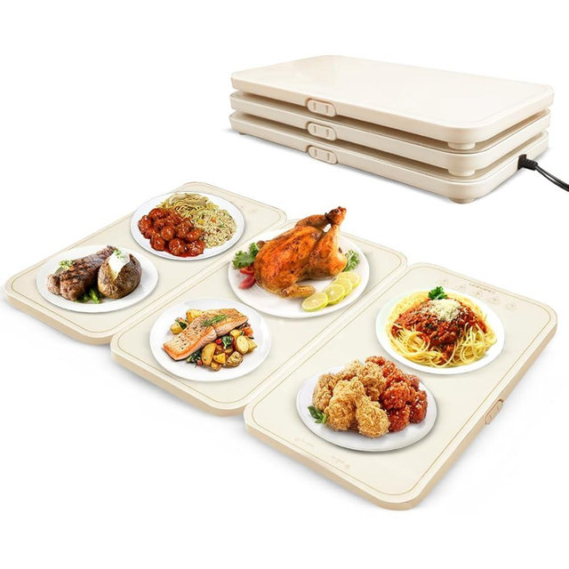 Leburry Electric Warming Tray - Food Warming Tray with Adjustable Temperature - Easy To Clean, Scratch Proof Tempered Glass Warming Plate - Electric Food Warmer for Party, Buffet, Picnic