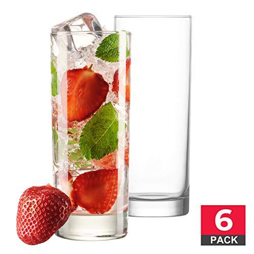 Highball Glasses with Heavy Base, Clear Drinking Glasses Set for Water, Juice, Cocktails, Wine, Beer, and Whiskey, 12 1/4 Ounce, Set of 6