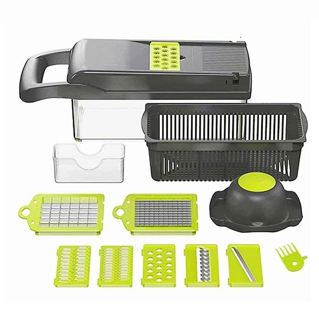Vegetable Chopper Onion Chopper,12 -in -1 Onion Chopper Fruits Cutter Mandoline Slicer Food Chopper/Cutter with 7 Stainless Steel Blades, Adjustable Slicer & Dicer with Storage Container…