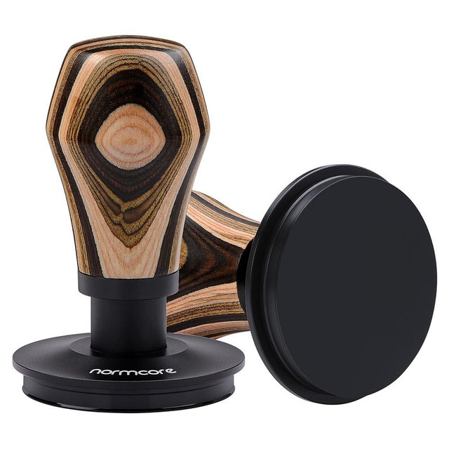 Normcore 53.3mm Coffee Tamper V4, Spring Loaded Tamper with Titanium PVD Coating Flat Base, Espresso Tamper Fits 54mm Breville Sage Portafilters, Colorful Wood Handle