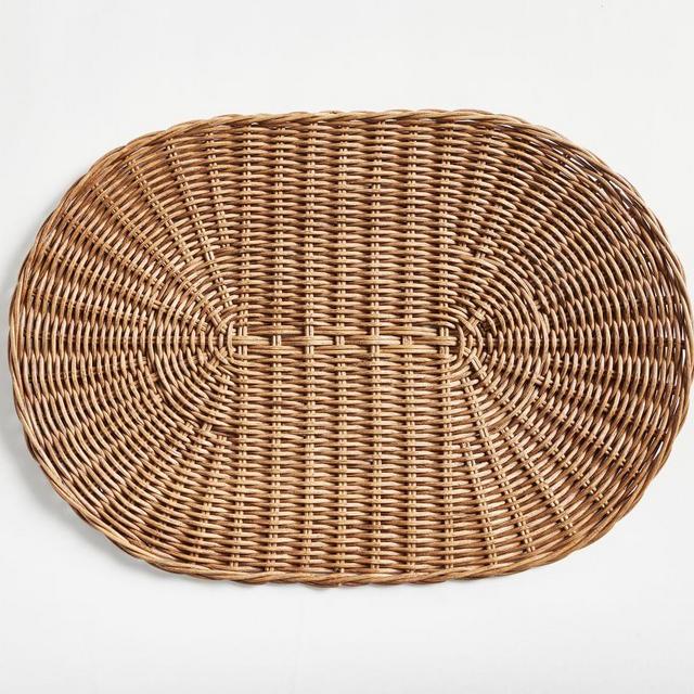 Handwoven Wicker Oval Charger Plate - Honey