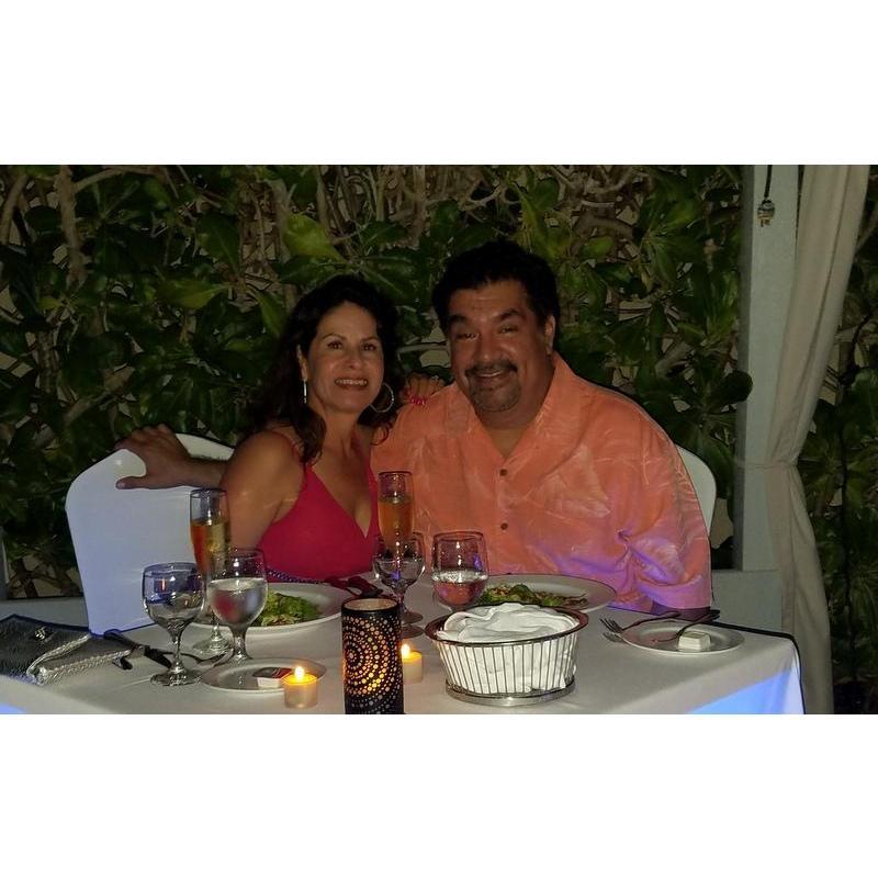 Ahhhh a very nice dinner on the beach in Cancun Mexico.