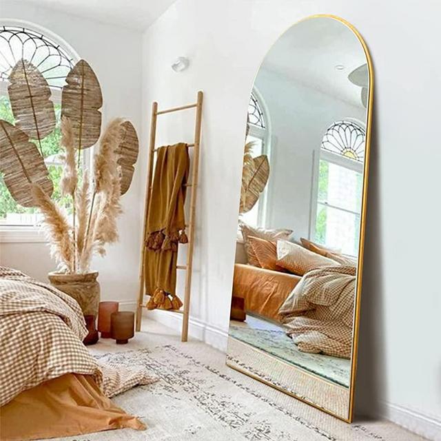 ITSRG Floor Mirror Full Length, Arched Floor Mirror, Wall Mirror Full Length, Gold Mirror Full Length, Floor Mirror Freestanding, Bedroom Mirror Full Length Standing 64.2"x21.3" (Gold)