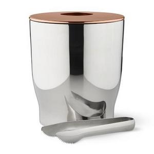 Stainless-Steel & Copper Ice Bucket with Tongs