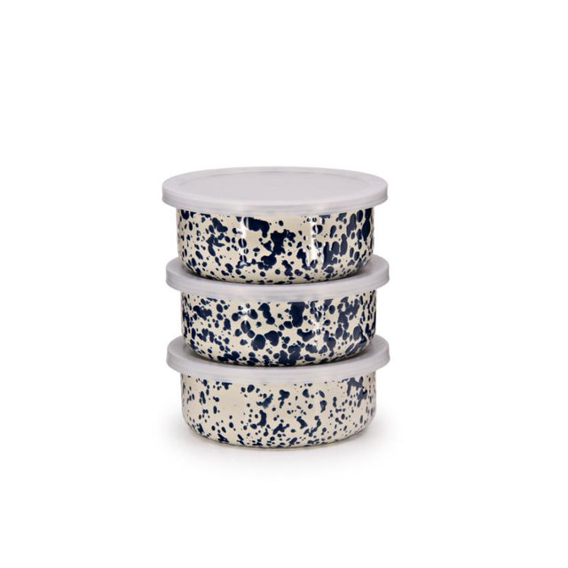 Splatter 3 Piece Storage Bowl Set - Navy and Cream Splatter