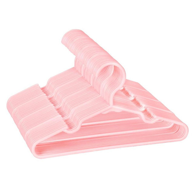 60 Pack Pink Kids Hangers 11.6 Inch - Baby Clothes Hangers for Toddler & Child, Durable Plastic Children's Hangers for Closet, Pants, Coats, Skirts (Non-Slip, Space-Saving)