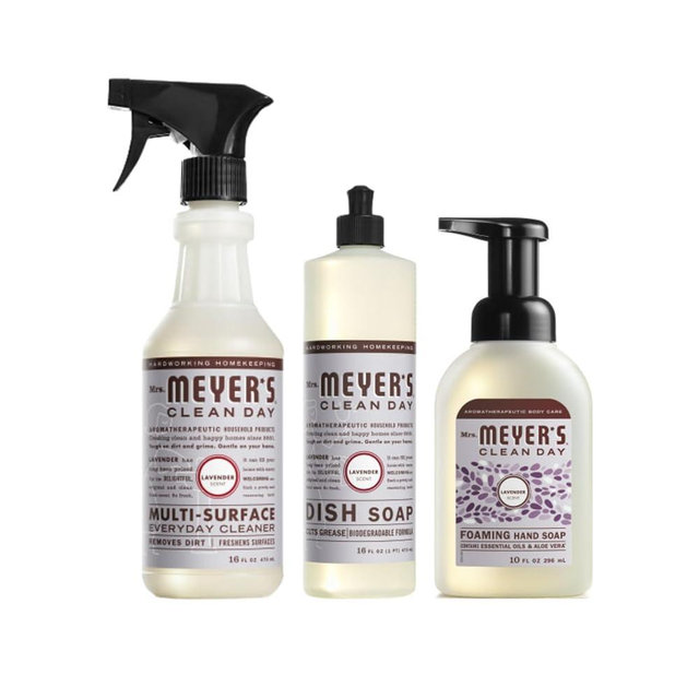 Mrs. MEYER'S CLEAN DAY Kitchen Set, Multi-Surface Cleaner, Dish Soap and Foaming Hand Soap, 3 CT (Lavender)
