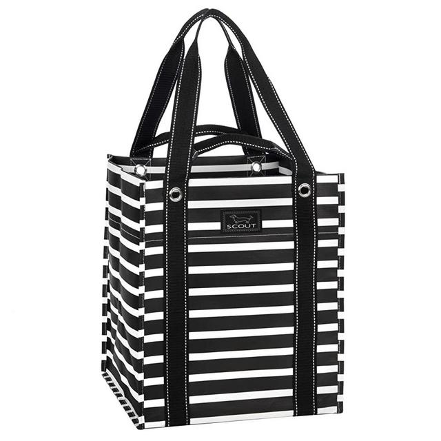 SCOUT Bagette Reusable Large Grocery Shopping Tote Bag, Folds Flat, Two Handle Lengths, Water Resistant (Fleetwood Black)