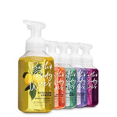 Bath and Body Works Classic Kitchen Favorites - Set of 5 Foaming Hand Soaps - Black Cherry Merlot, Kitchen Lemon, Eucalyptus Mint, Peach Bellini, and French Lavender