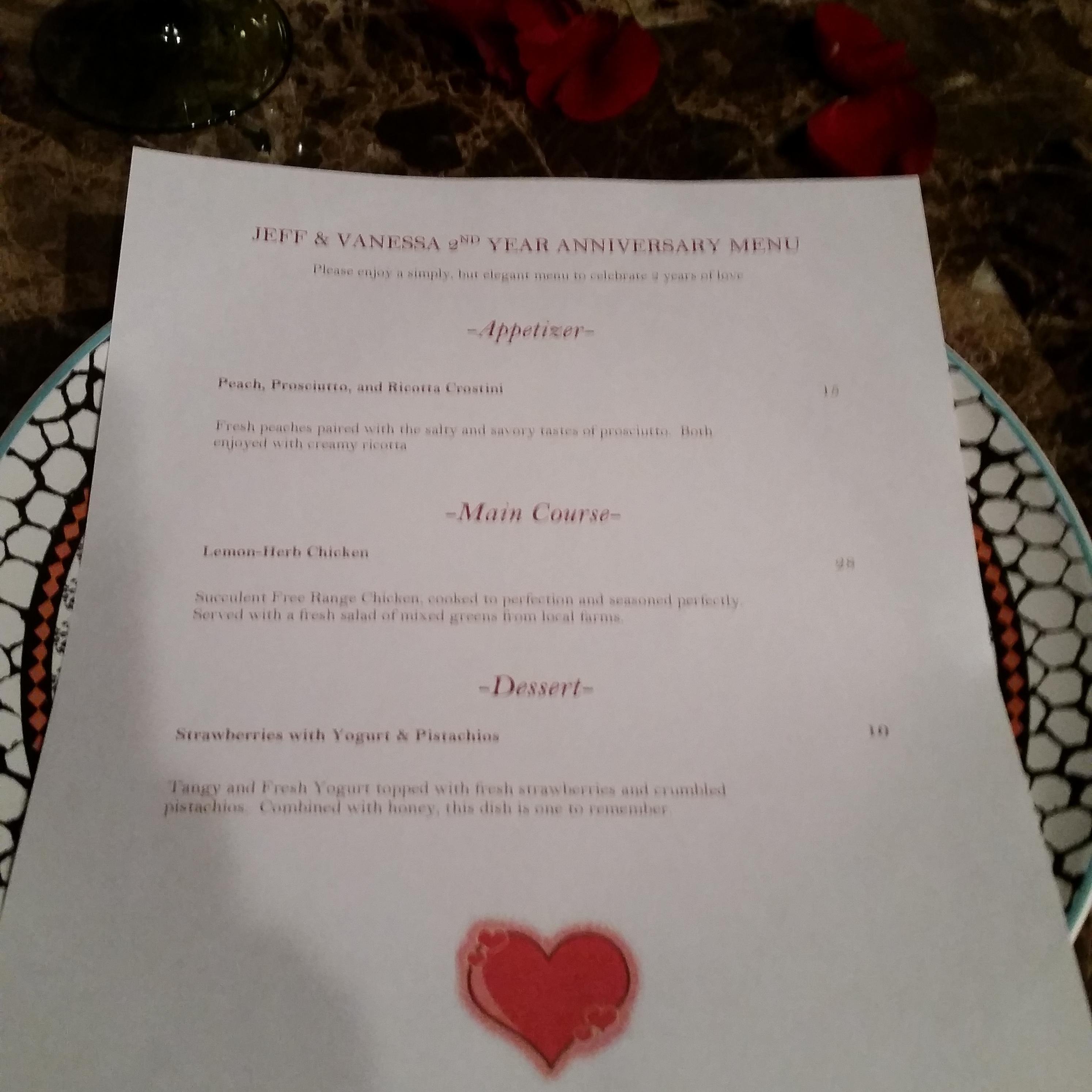 The Lovely Menu!