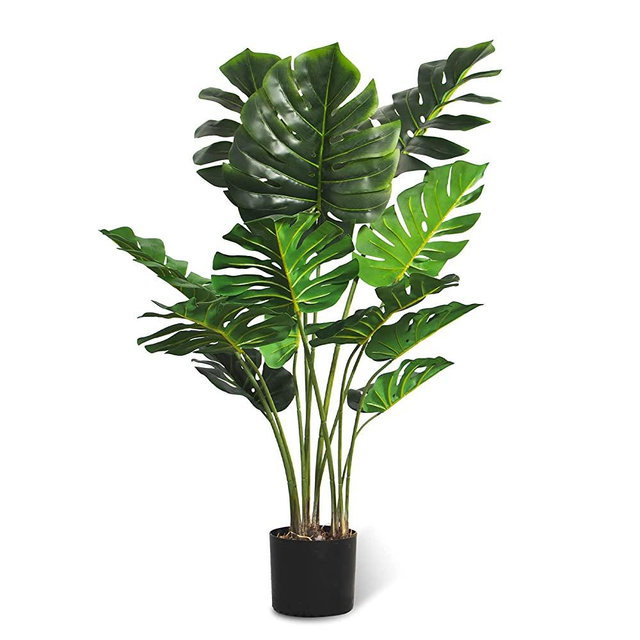 Artificial Faux Tree-Monstera Deliciosa Fake Plant - Floor Silk Swiss Cheese Plant - 4 Ft Tall Aritificial Tree for Home Decor - Living Room, Garden, Office Indoor/Outdoor, G120