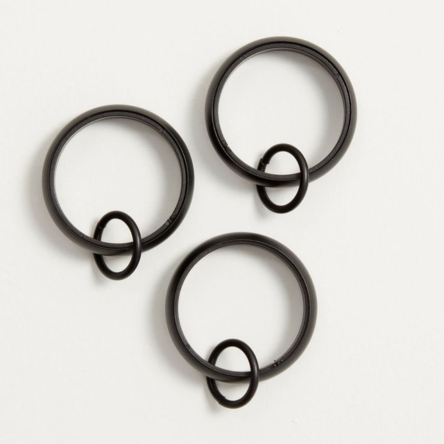 Double Round Curtain Rings, Matte Black, 28" - 48", Set of 10, 0.75" Diam.