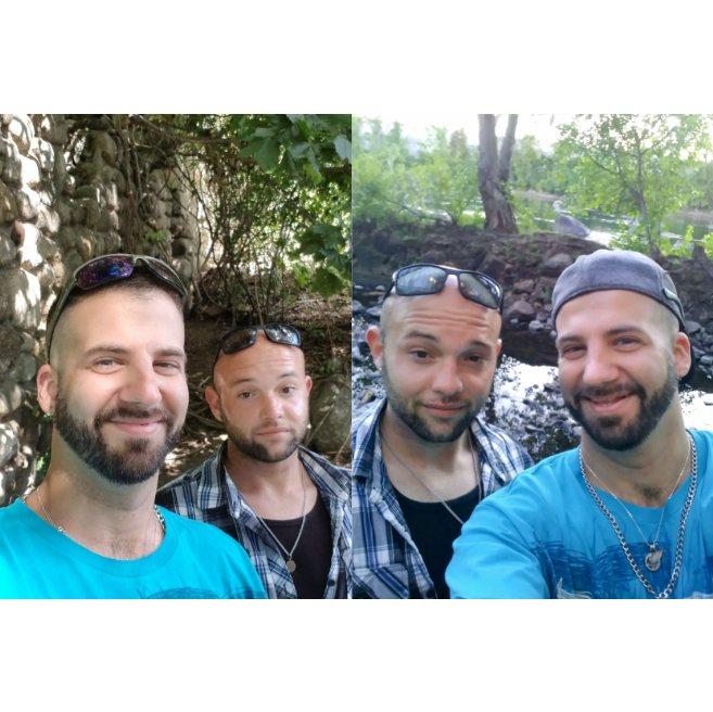 Sept. 5, 2020 - We visited Bancroft Castle in Groton, MA, then Manchester's millyard canals. Behind us is the canal wall & Merrimack River. We're standing INSIDE the canal!