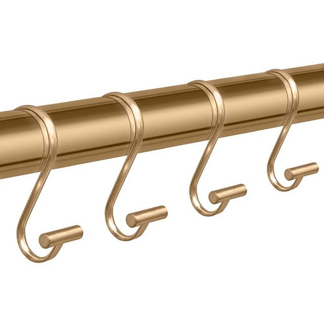 Metal Shower Curtain Hooks,Rust Proof Shower Curtain Rings for Bathroom,T-Bar Decorative Shower Curtain Hooks for Shower Rod,Set of 12(Gold)