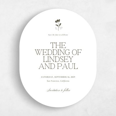 White Oval Wedding Save the Date - Kendall Portrait