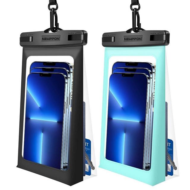 newppon Floating Waterproof Phone Pouch : 2 Pack Universal Floatable Water Proof Dry Bag Case - Float Clear Cell Holder with Lanyard for iPhone 15 14 13 12 11 Pro Max Plus Samsung for Beach Swimming