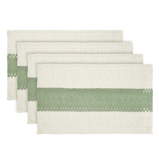 Artoid Mode Light Green Farmhouse Rustic Placemats Set of 4,12x18 Inch Seasonal Holiday Hollow Table Mats Party Kitchen Dining Decoration