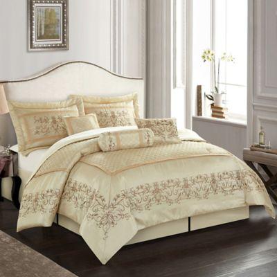 Nanshing Vivian 7-Piece Full Comforter Set in Beige