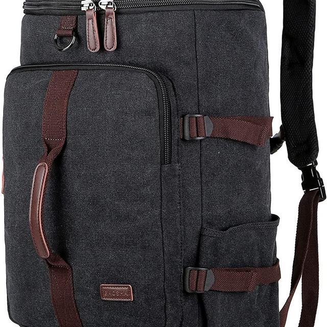 BAOSHA Canvas Weekender Travel Duffel Backpack Hybrid Hiking Rucksack Black