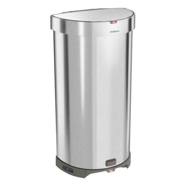 EyeVac+. 2in1 Touchless Trash Bin and Touchless Vacuum. Stainless Steel, 13 Gallon Trash Bin, 1000 Watt Powerful Vacuum, Corded, Bagless Automatic Sensors (Silver)